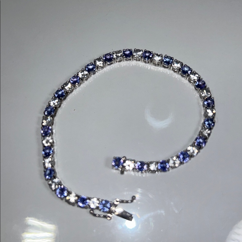 NWT NYC11 Sterling Silver Genuine Gemstone Eternity Line Bracelet Boho